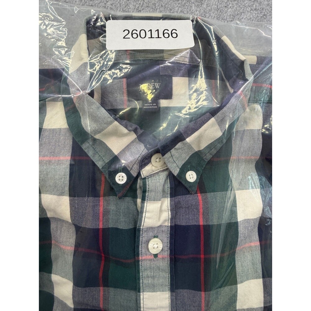 J.Crew Mens Medium Slim Fit Plaid Button Down Shirt Green Navy Cotton Casual - Picture 8 of 8